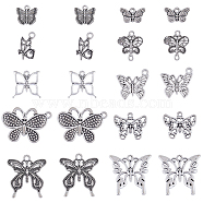 80Pcs 10 Styles Tibetan Style Alloy Charms, Butterfly Charm, Antique Silver, 11.5~126.5x12~29x2~3mm, Hole: 1.2~2mm, 8pcs/style(TIBE-SC0001-94)