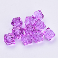 Transparent Acrylic Beads, Faceted, Cube, Dark Violet, 8x8x7.5mm, Hole: 1.6mm, about 1730pcs/500g(TACR-Q259-8mm-V48)