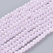 Electroplate Glass Beads Strands, Opaque Solid Color, AB Color Plated, Faceted, Rondelle, Thistle, 3.5x3mm, Hole: 0.4mm, about 123~127pcs/strand, 13.7~14.1 inch(35~36cm)(EGLA-A034-P3mm-B12)