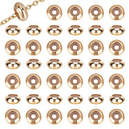 80Pcs Brass Beads, with Rubber, Rondelle, Slider Beads, Stopper Beads, Light Gold, 7x4mm, Hole: 1.6~1.9mm(KK-UN0001-57)