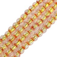 Handmade Foil Lampwork Beads Strands, Round, Orange Red, 10mm, about 40pcs/strand, 14.57''(37cm)(FOIL-K003-06B-05)