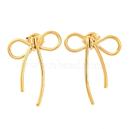 Ion Plating(IP) 304 Stainless Steel Stud Earrings, Bowknot, Real 14K Gold Plated, 27x20mm(EJEW-G395-16G)