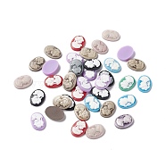 Cameos Opaque Resin Cabochons, Oval with Women, Mixed Color, 17.5~18x13x3.5mm(RESI-C016-01A)