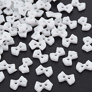2-Hole Plastic Buttons, Bowknot, White, 6x9x2mm, Hole: 1.5mm(BUTT-N018-028-10)
