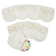 Velvet Jewelry Flap Pouches, Envelope Bag with Snap Button for Earrings, Bracelets, Necklaces Packaging, Half Round, Cornsilk, 8.3x7.7cm(TP-WH0007-13G-02)