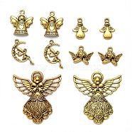 Tibetan Style Alloy Pendants, Angel & Fairy, Mixed Style, Antique Golden, 15~80x13~53x1~8mm, Hole: 1~3mm(TIBEP-MSMC020-AG)