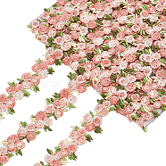 Elite 4.6~5Yards Flower Polyester Trim Ribbon, for Curtain Lace Trimmings, Light Coral, 3/4 inch(20mm)(OCOR-PH0001-97F)