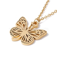 Initial Letter with Butterfly Pendant Necklace, Golden 304 Stainless Steel Jewelry for Women, Letter.J, Pendant: 19x22x1mm, 15.55 inch(39.5cm)(NJEW-C026-01G-J)