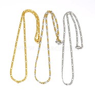304 Stainless Steel Figaro Chain Necklace Making, Mixed Color, 17.91 inch(45.5cm), 3mm(STAS-A028-N022)