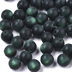 Imitation Cat Eye Resin Beads, Frosted Style, Round, Dark Slate Gray, 8mm, Hole: 1.8mm(RESI-R432-01-A01)