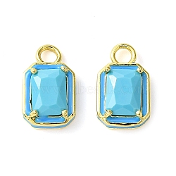 Rack Plating Brass Enamel Pendants, with Glass, Long-Lasting Plated, Lead Free & Cadmium Free, Rectangle Octagon Charm, Real 18K Gold Plated, 15x9x4mm, Hole: 2.5mm(KK-G501-17G)