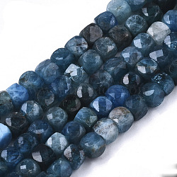 Natural Apatite Beads Strands, Cube, Faceted, 4x4x4mm, Hole: 0.8mm, about 89pcs/strand, 14.76 inch(37.5cm)(G-N328-031)