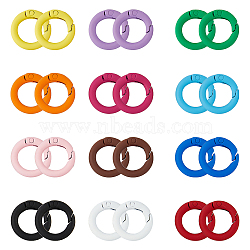 HOBBIESAY 24Pcs 12 Colors Spray Painted Alloy Spring Gate Rings, Round Ring, Mixed Color, 7 Gauge, 20x3.5mm, 2pcs/color(FIND-HY0002-99)