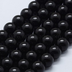 Natural Ebony Wood Beads Strands, Round, 10mm, Hole: 2mm, about 38pcs/strand, 15.1 inch(38.5cm)(WOOD-F006-03-10mm)