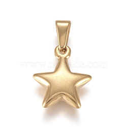 304 Stainless Steel Charms, Star, Golden, 18x14.8x4.1mm, Hole: 3x6.8mm(STAS-I127-067G-02)