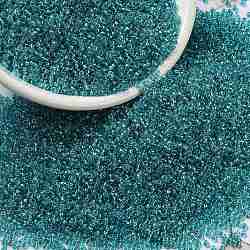 MIYUKI Round Rocailles Beads, Japanese Seed Beads, 15/0, (RR1822) Sparkling Aqua Lined Aqua AB, 15/0, 1.5mm, Hole: 0.7mm, about 5555pcs/10g(X-SEED-G009-RR1822)