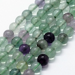 Natural Fluorite Beads Strands, Round, 10mm, Hole: 1mm, about 37pcs/strand,  14.76 inch(37.5cm)(G-I199-12-10mm)