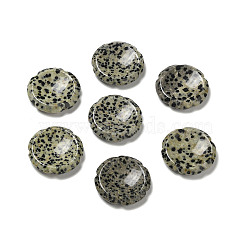 Natural Dalmatian Jasper Worry Stones, Flower Shape, 37.5~38x38x7~7.5mm(G-E586-01S)