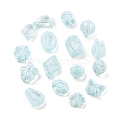 Transparent Acrylic Beads, Mixed Shapes, Aqua, 10~18x11~28.5x4.5~12mm, Hole: 1.6~2.5mm, 683pcs/500g(OACR-Q084-20F)