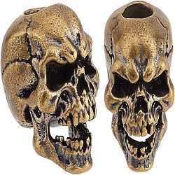 BENECREAT Brass European Beads, Large Hole Beads, Skull, Antique Bronze, 19x13x17mm, Hole: 5.5mm, 2pc/box(KK-FH0004-60B)