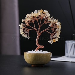 Natural Yellow Quartz Sculpture Display Decorations, for Home Office Desk, Tree, 90x120mm(PW-WGC5352-05)