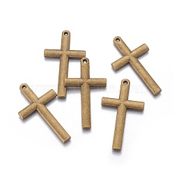 Tibetan Style Alloy Pendants, Cadmium Free & Nickel Free & Lead Free, Cross, Antique Bronze, 52x29x2.5mm, Hole: 2.5mm(TIBEP-A12-3502-AB-FF)