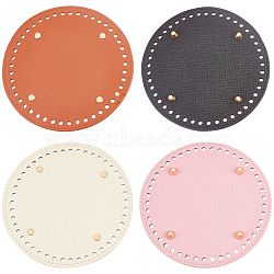 PandaHall Elite PU Leather Knitting Crochet Bags Nail Bottom Shaper Pad, Bag Cushion Base, with Alloy Nail, Bag Bottom Accessories, Flat Round, Mixed Color, 15.2x1cm, Hole: 4mm, 4 colors, 1pc/color, 4pcs/set(DIY-PH0001-21)