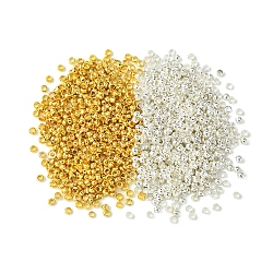 1200Pcs 2 Colors Brass Crimp Beads, Cadmium Free & Lead Free, Rondelle, Golden, 2x1.2mm, 600pcs(KK-FS0001-38)