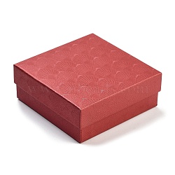 Square Jewelry Cardboard Jewelry Boxes, with Sponge, for Earring, Ring, Necklace and Bracelets Gifts Packaging, FireBrick, 9.2x9.2x3.6cm(CBOX-A009-01C)