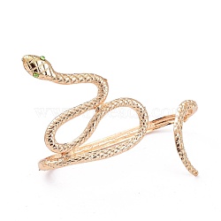Alloy Snake Open Palm Cuff Bangles, with Plastic, Green, Light Gold,  Inner Diameter: 1x2-7/8 inch(2.6x7.3cm)(BJEW-O180-01LG)