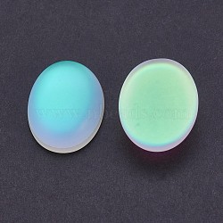 Glass Cabochons, Frosted, Oval, Pale Green, 30x22x8~8.5mm(GGLA-K004-F03A-22x30mm)