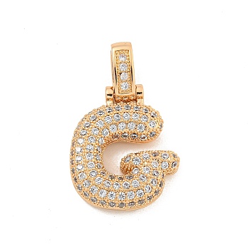 Brass Micro Pave Clear Cubic Zirconia Pendants, Real 18K Gold Plated, Letter G, 31x19x5mm, Hole: 3x6mm