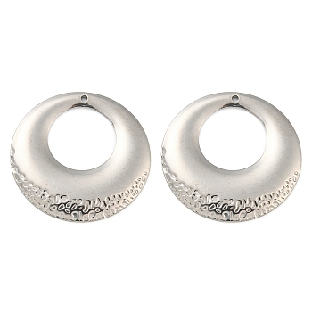 304 Stainless Steel Pendants, Flat Round Charm, Stainless Steel Color, 32x2.5mm, Hole: 1.4mm