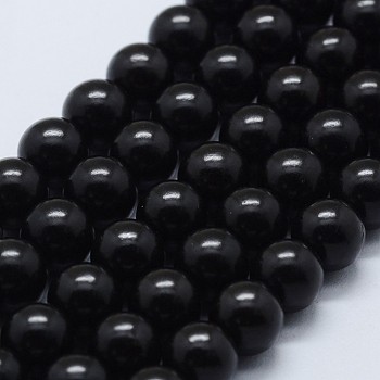 Natural Ebony Wood Beads Strands, Round, 10mm, Hole: 2mm, about 38pcs/strand, 15.1 inch(38.5cm)