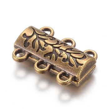 Alloy Magnetic Clasps with Loops, Antique Bronze, 14x19x6mm, Hole: 2mm