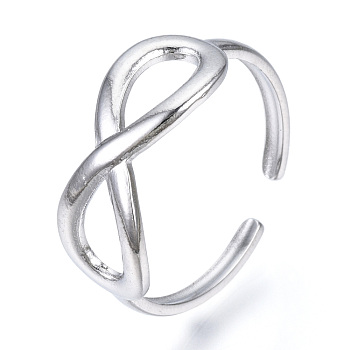 304 Stainless Steel Infinity Open Cuff Ring, Hollow Ring for Women, Stainless Steel Color, US Size 7 3/4(17.9mm)