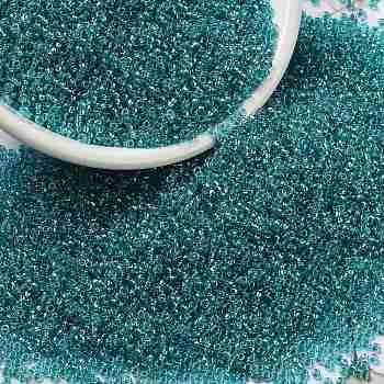MIYUKI Round Rocailles Beads, Japanese Seed Beads, 15/0, (RR1822) Sparkling Aqua Lined Aqua AB, 15/0, 1.5mm, Hole: 0.7mm, about 5555pcs/10g
