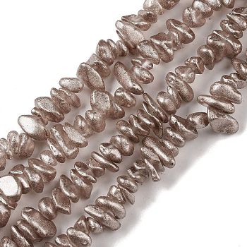 Electroplate Glass Beads Strands, Chip, Tan, 2.5~6.5x3~10x4~12.5mm, Hole: 1mm, 33.86''(86cm)