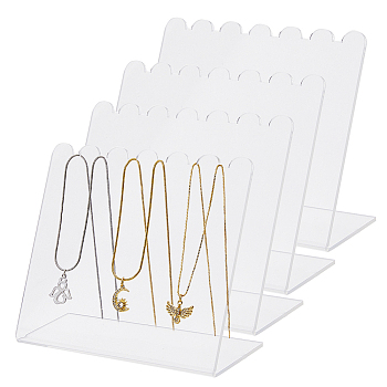 Transparent Acrylic Slant Back Necklace Display Stands, Tabletop Necklace Organizer Holder, Rectangle, Clear, 4.7x12x9cm