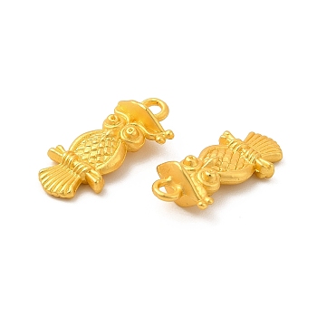 Rack Plating Alloy Pendants, Lead Free & Cadmium Free & Nickel Free, Owl Charm, Matte Gold Color, 21.5x9.5x5.5mm, Hole: 1.8mm