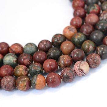Natural Polychrome Jasper/Picasso Stone/Picasso Jasper Beads Strands, Round, 6~6.5mm, Hole: 1mm, about 63pcs/strand, 15.5 inch