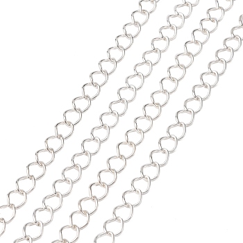 Iron Side Twisted Chains, Unwelded, with Spool, Diamond, Silver, 9x7x1.5mm