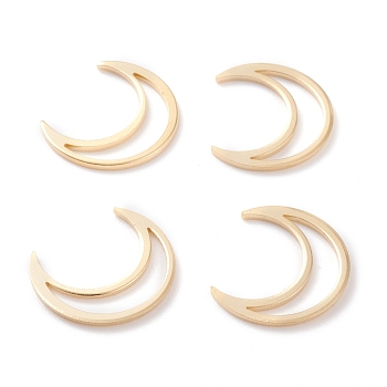 Brass Linking Rings, Long-Lasting Plated, Moon, Real 24K Gold Plated, 16x14x1mm, Inner Diameter: 14x3mm
