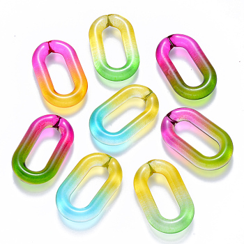 Two Tone Transparent Acrylic Linking Rings, Quick Link Connectors, for Cable Chains Making, Oval, Mixed Color, 39x23.5x7mm, Inner Diameter: 25x10mm