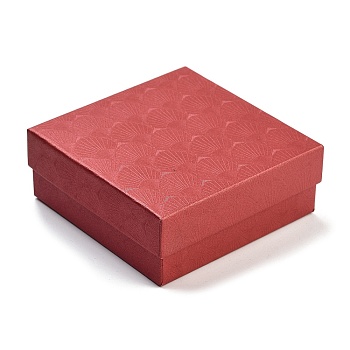 Square Jewelry Cardboard Jewelry Boxes, with Sponge, for Earring, Ring, Necklace and Bracelets Gifts Packaging, FireBrick, 9.2x9.2x3.6cm