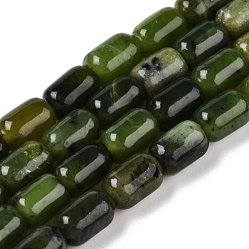 Natural Canadian Jade Beads Strands, Column, 9~9.5x6~6.5mm, Hole: 0.9~1mm, about 20~21pcs/strand, 7.28~7.6''(18.5~19cm)