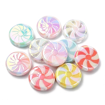 10Pcs UV Plating Opaque Acrylic Beads, Lollipop, Mixed Color, 23x7mm, Hole: 2.5mm