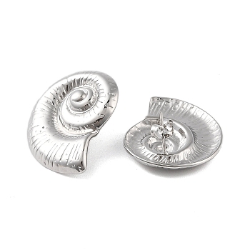 304 Stainless Steel Earrings, Conch, Platinum, 28x23.5mm
