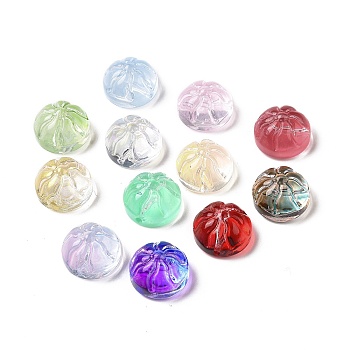 Transparent Spray Painted Glass Beads, Steamed Stuffed Bun Shape, Mixed Color, 12x8mm, Hole: 1.2mm
