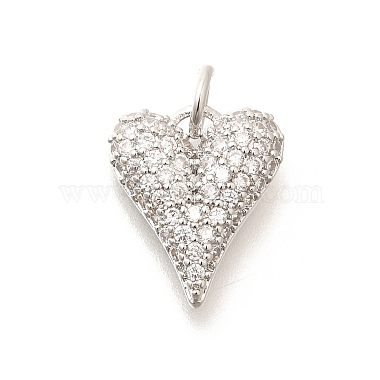 Platinum Clear Heart Brass+Cubic Zirconia Charms